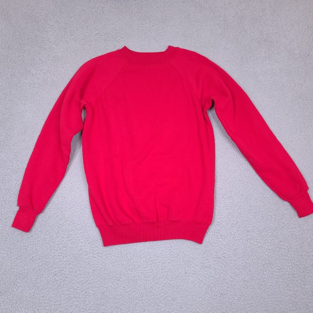 Vintage Hanes Sport Sweatshirt Womens Medium Red‎ Blank Crew Neck USA Made